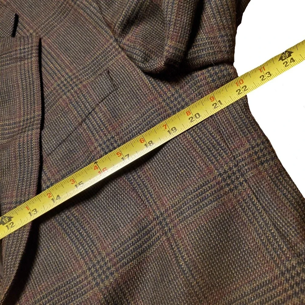 Jos. A. Bank Mens Dark Brown Plaid 100% Wool Sport Coat Jacket Size 42 R‎